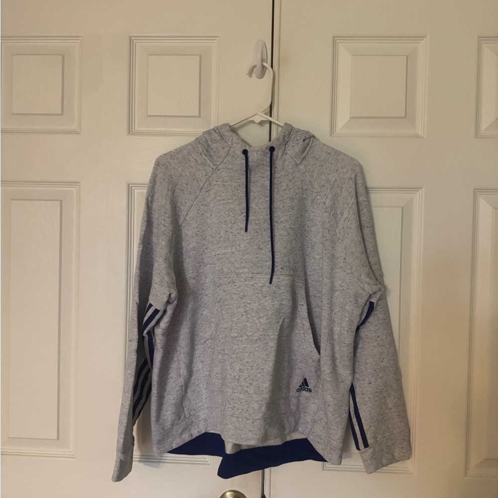 Adidas Gray Long Sleeve Hoodie Relaxed Fit
